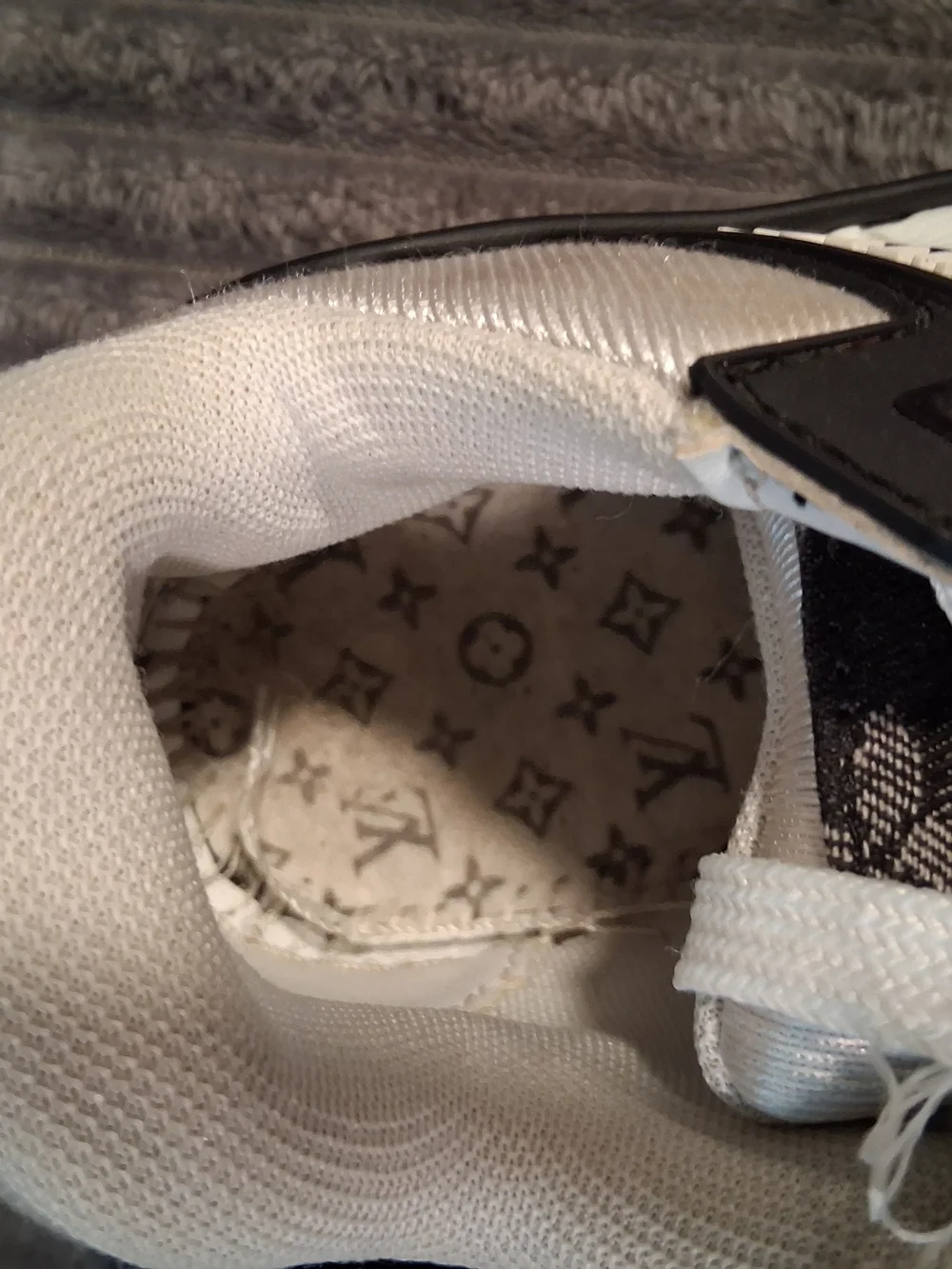 Louis Vuitton Monogram Accent White & Black Sneakers - Picture 5 of 7